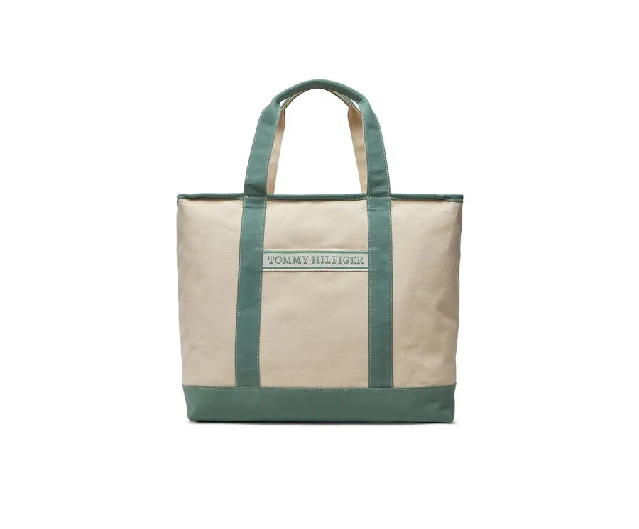 obrazek 1 Tommy Hilfiger Torebka Th Summer Canvas Tote AW0AW17421 Zielony