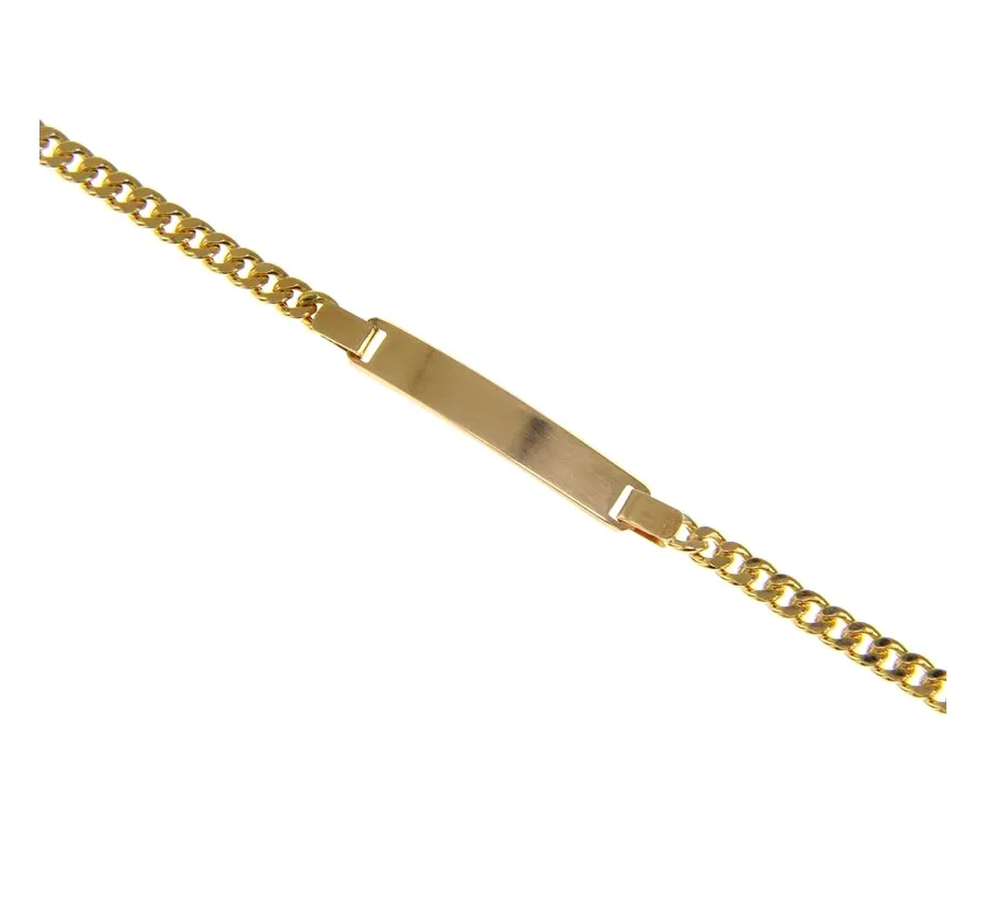 obrazek 1 Bransoletka męska z żółtego złota z blaszką - 21 cm