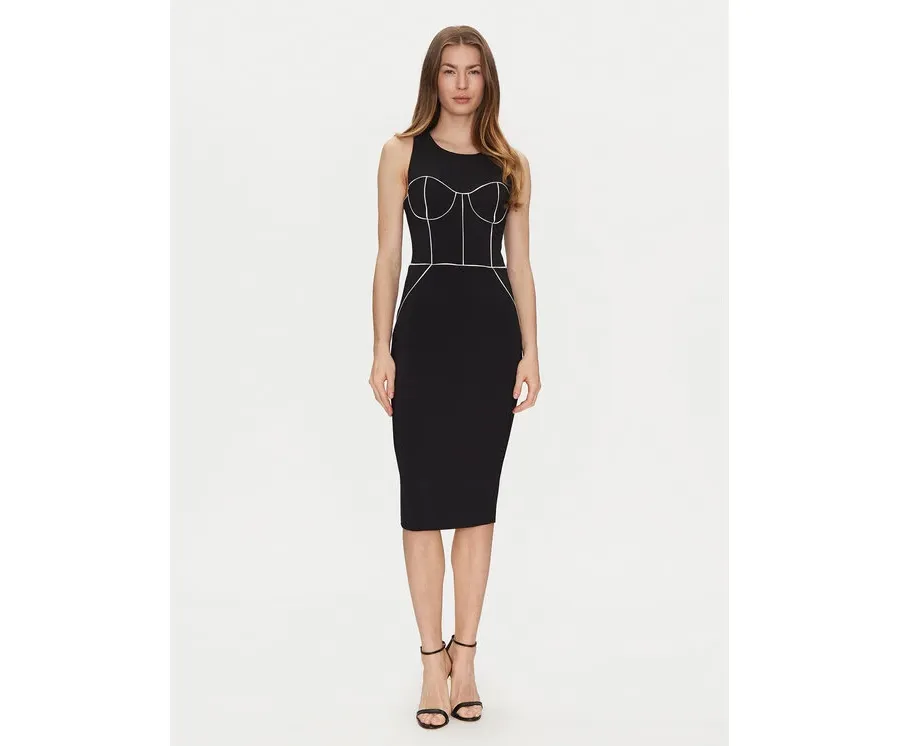 obrazek 1 Elisabetta Franchi Sukienka koktajlowa AB-724-51E2-V440 Czarny Slim Fit