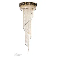 Picture Cascading chandelier with Swarovski crystals and black flowers in Murano glass - Il Paralume Marina