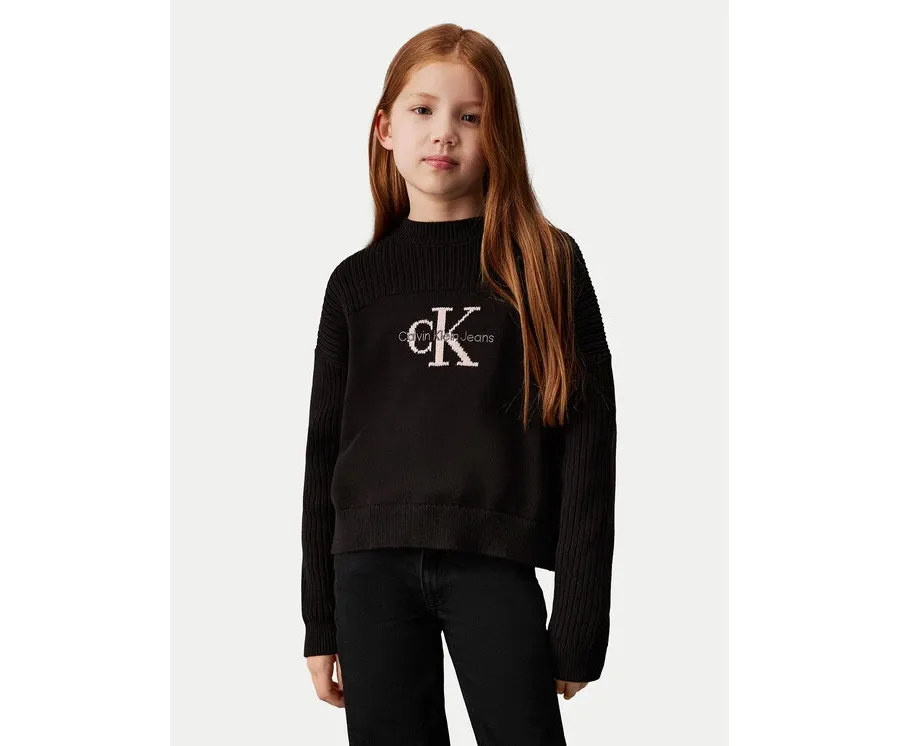 obrazek 1 Calvin Klein Jeans Sweter Monologo IG0IG02654 Czarny Relaxed Fit