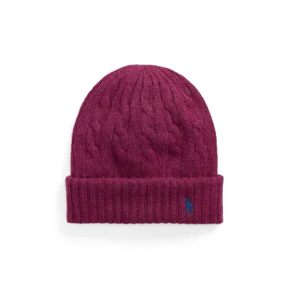 Zdjęcie Polo Ralph Lauren czapka wełniana kolor fioletowy z grubej dzianiny bawełniana 455956315