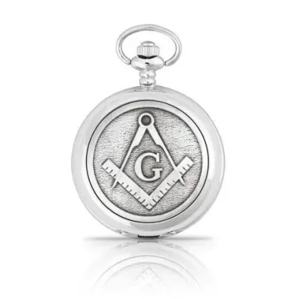 Zdjęcie Mechaniczny zegarek kieszonkowy zdobiony symbolami masońskimi – ekskluzywny prezent