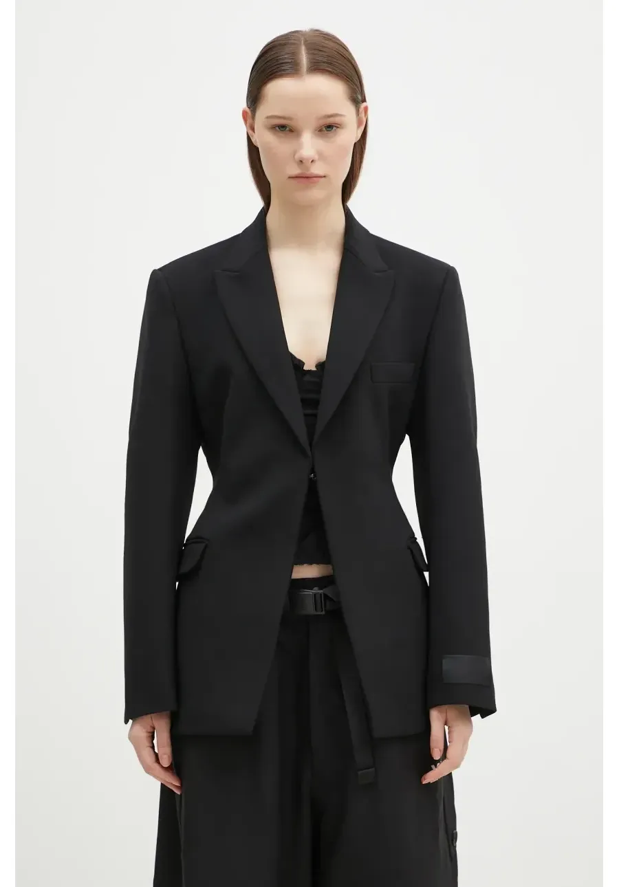 obrazek 1 VETEMENTS marynarka wełniana Hourglass Tailored kolor czarny jednorzędowa gładka WA66JA420B