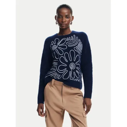 Zdjęcie Desigual Sweter Cambridge 24WWJF68 Granatowy Regular Fit