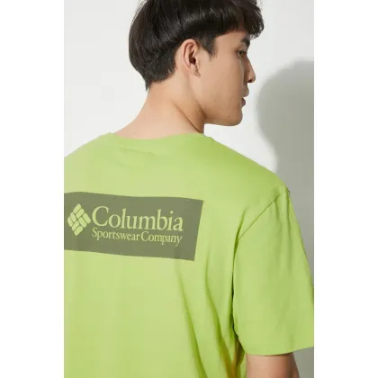 Zdjęcie Columbia t-shirt bawełniany North Cascades kolor zielony z nadrukiem 1834041