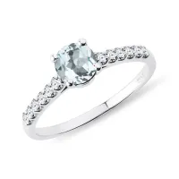 Zdjęcie Pierścionek z białego złota z diamentami i akwamarynem KLENOTA