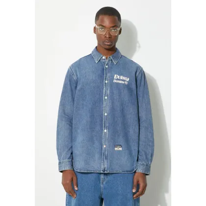 Zdjęcie Evisu koszula jeansowa Brush Daicock Printed męska kolor niebieski relaxed z kołnierzykiem klasycznym 2ESHTM4DL1015