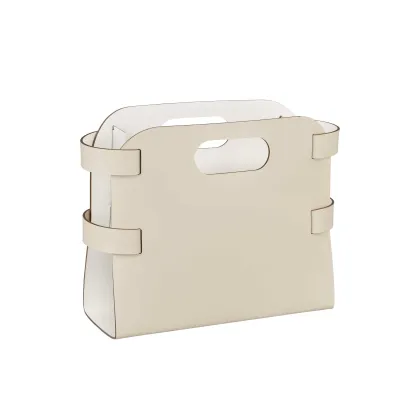 Zdjęcie Skórzany gazetnik 16x36xH25 cm w kolorze waniliowym