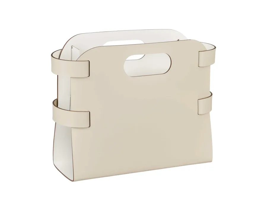 obrazek 1 Skórzany gazetnik 16x36xH25 cm w kolorze waniliowym