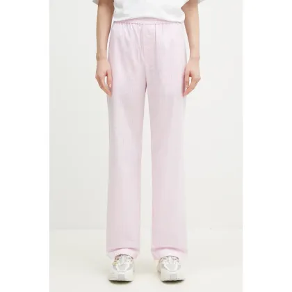 Zdjęcie Fiorucci spodnie bawełniane Gingham Logo kolor różowy szerokie high waist U02SPBPA299CO01PN02