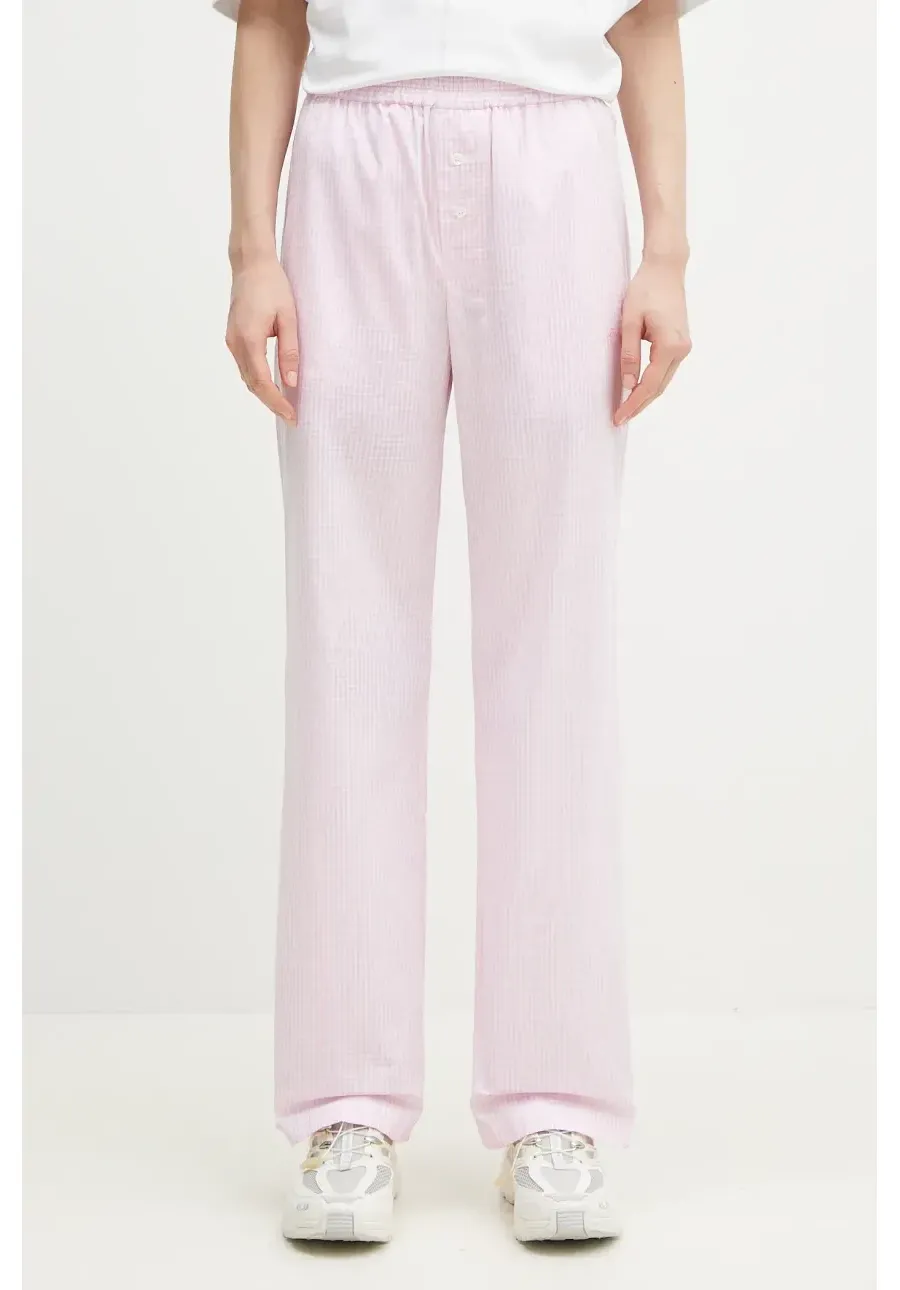 obrazek 1 Fiorucci spodnie bawełniane Gingham Logo kolor różowy szerokie high waist U02SPBPA299CO01PN02