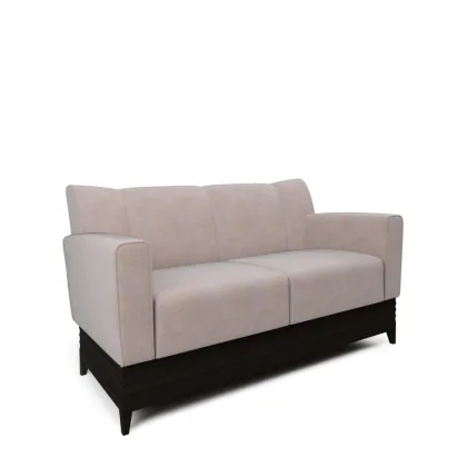 Zdjęcie Dwuosobowa sofa z drewnianą podstawą pokrytą skórą H.77xL.141xP.72 cm
