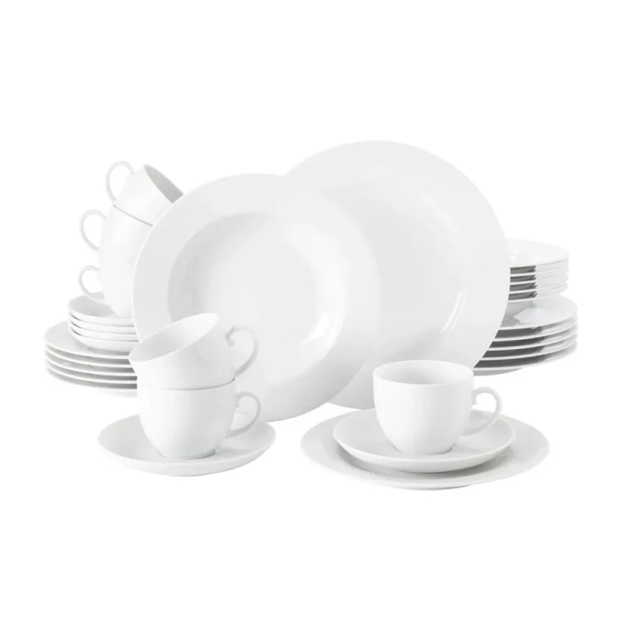 obrazek 1 Luksusowa biała 30-elementowa zastawa obiadowa z porcelany - Seltmann Weiden