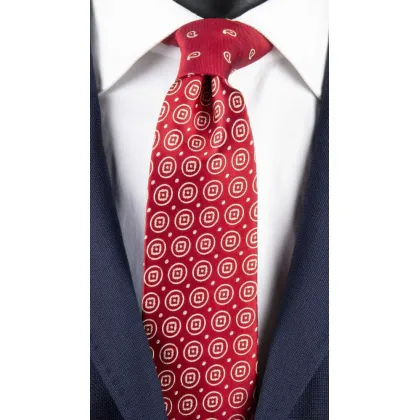 Zdjęcie Ekskluzywny, czerwony krawat dla mężczyzn z kontrastowym wzorem