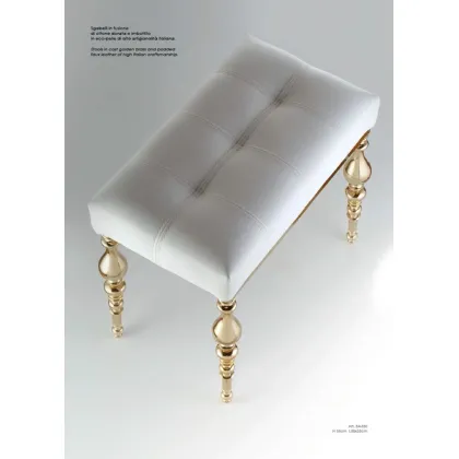 Zdjęcie Taboret do łazienki z odlewanego złotego mosiądzu i wyściełanej imitacji skóry - Il Paralume Marina