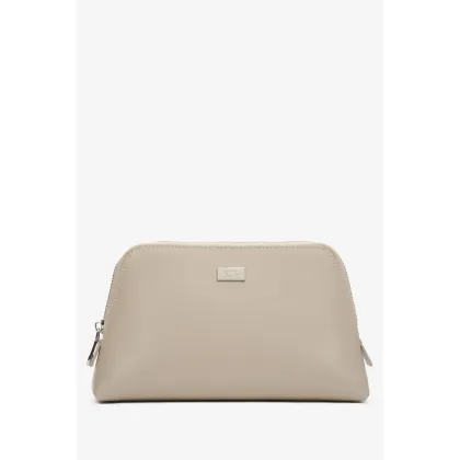 Zdjęcie Estro: Beżowa kosmetyczka damska ze skóry naturalnej