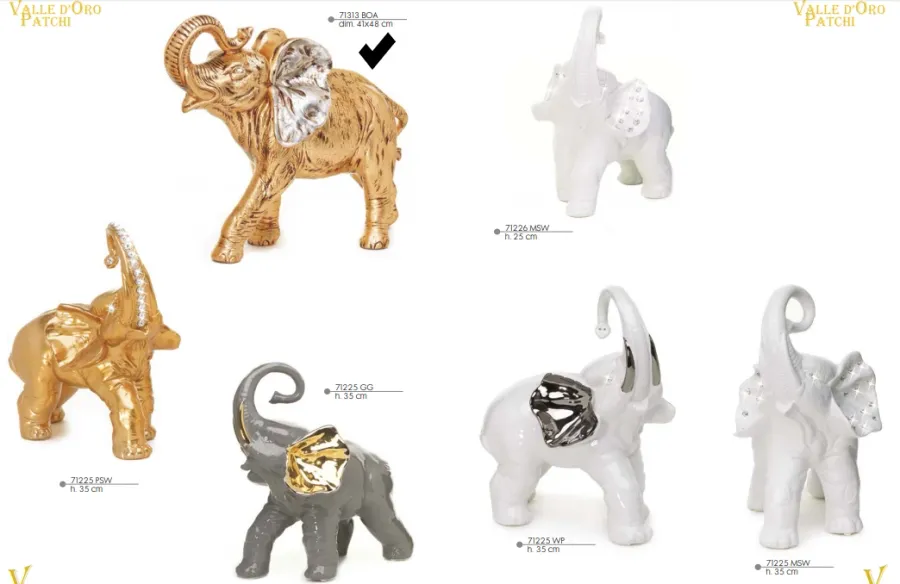 obrazek 1 Złoty ceramiczny słoń - Valle d'Oro Patchi