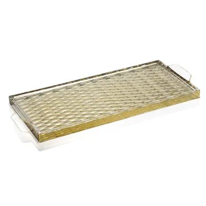 Zdjęcie Taca z ręcznie szlifowanego włoskiego kryształu z drobnym sześciokątnym wzorem do łazienki - Il Paralume Marina