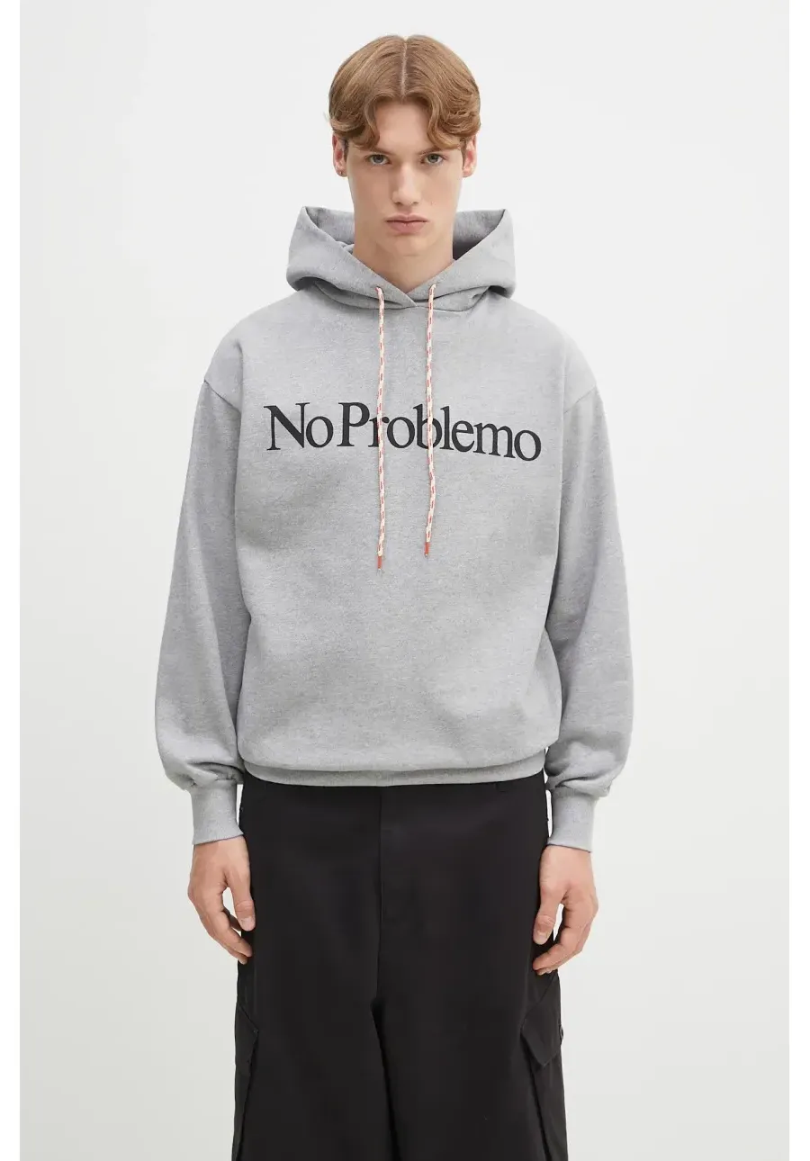 obrazek 1 No Problemo bluza bawełniana No Problemo Hoodie kolor szary z kapturem z nadrukiem NP2001203