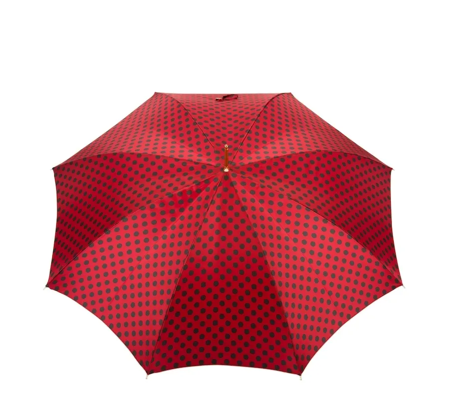 obrazek 3 Wyjątkowy czerwony parasol damski w czarne kropki w stylu nowoczesnym - Pasotti