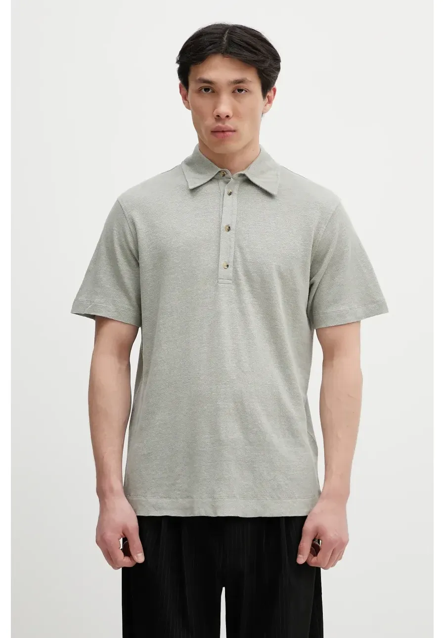 obrazek 1 Paul Smith polo lniane męski kolor szary gładki M1R-446Z-P01764