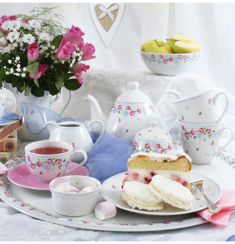 obrazek 2 11-elementowy stylowy zestaw do herbaty z porcelany z kolekcji RoseLine – Leander