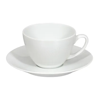 Picture Porcelain breakfast cup and saucer from the Spirit White collection with delicate relief decoration - Vista Alegre