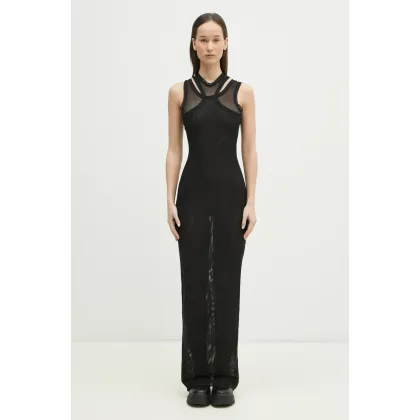 Zdjęcie VETEMENTS sukienka Double Mesh kolor czarny maxi dopasowana WA66DR220B