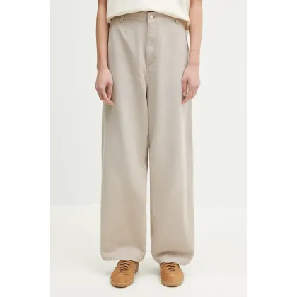 Zdjęcie Carhartt WIP spodnie Brandon Single Knee Pant damskie kolor beżowy szerokie high waist I034838