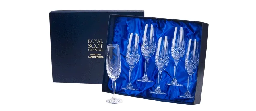 picture 1 Royal Scot Crystal Champagne Flutes London 6 p.