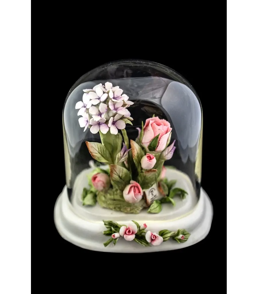 obrazek 1 Urokliwa ozdoba z porcelany kwiaty w szkle z Włoch