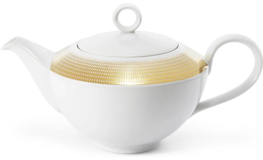 obrazek 1 Nowoczesny porcelanowy imbryk na herbatę ze złotym zdobieniem - Leander