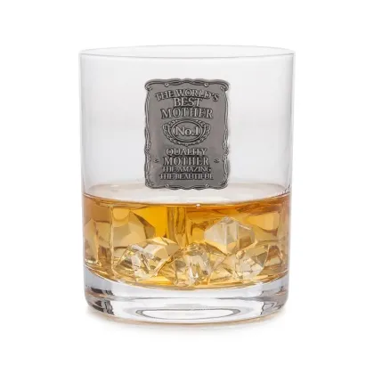Zdjęcie Ekskluzywna szklanka do whisky z emblematem dla „Najlepszej mamy na świecie” – prezent dla mamy