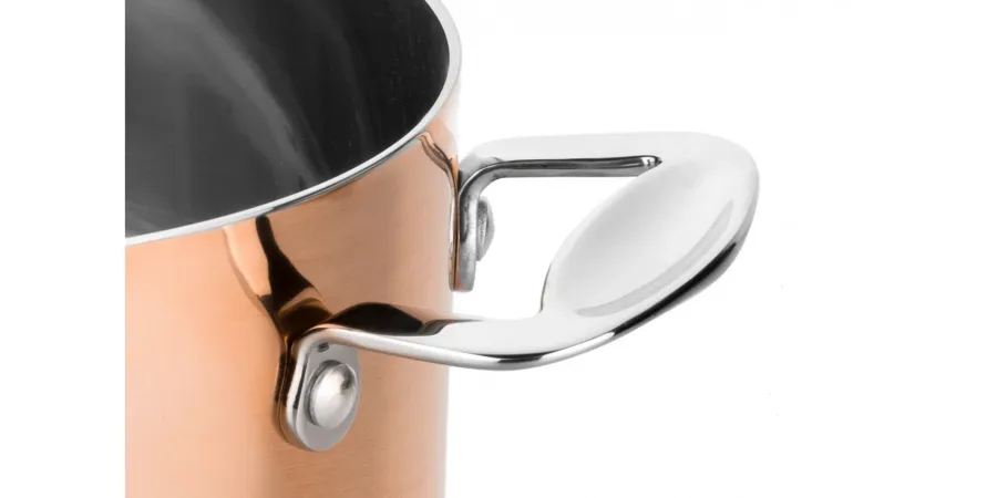 obrazek 2 Luksusowy włoski zestaw – rondel z patelnią wykonany z miedzi i stali nierdzewnej
