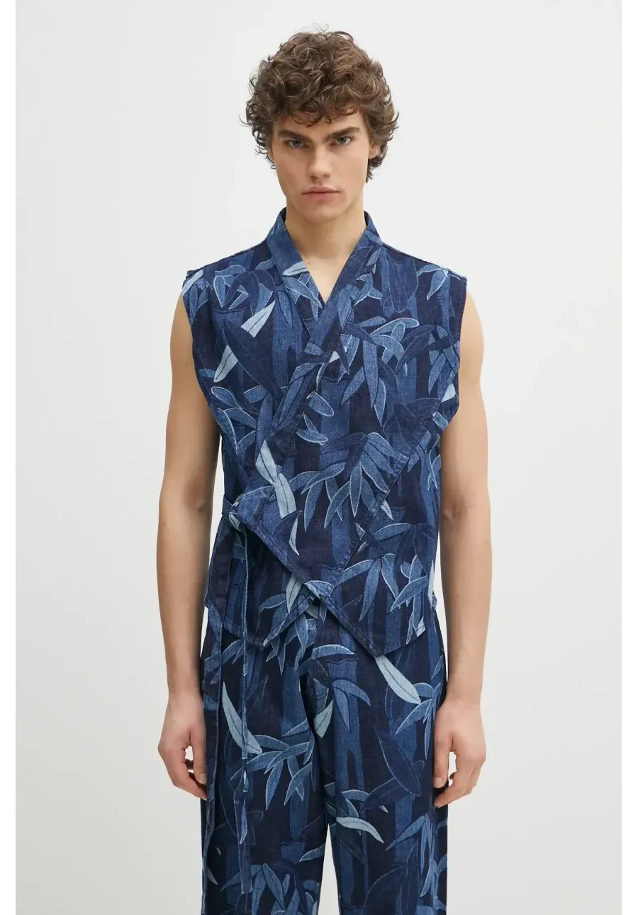 obrazek 1 Kenzo bezrękawnik jeansowy męski kolor granatowy przejściowy FF55DV0026P1.DM