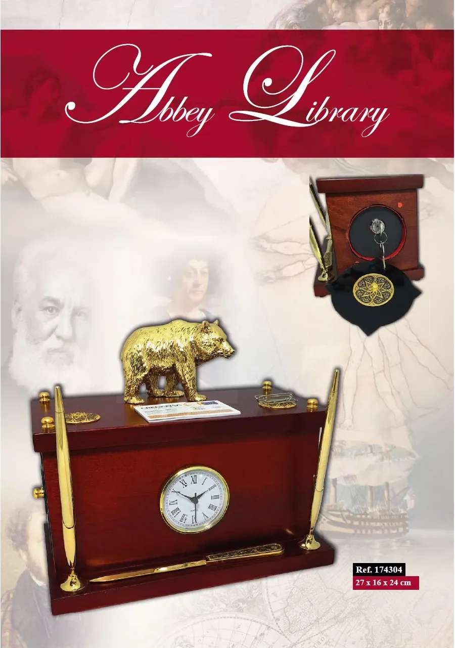obrazek 1 Elegancki zestaw Abbey Library z sejfem oraz figurką niedźwiedzia