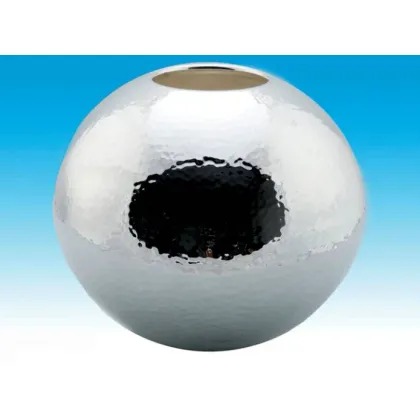 Picture Elegant living room vase in silver-plated brass, hammered nickel