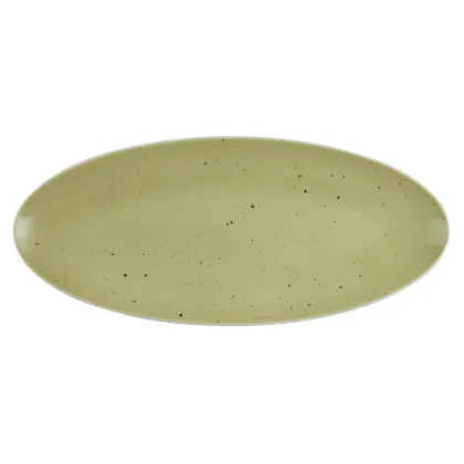 Zdjęcie Duży owalny płaski porcelanowy talerz 43x19 cm w kolorze oliwkowym - Seltmann Weiden