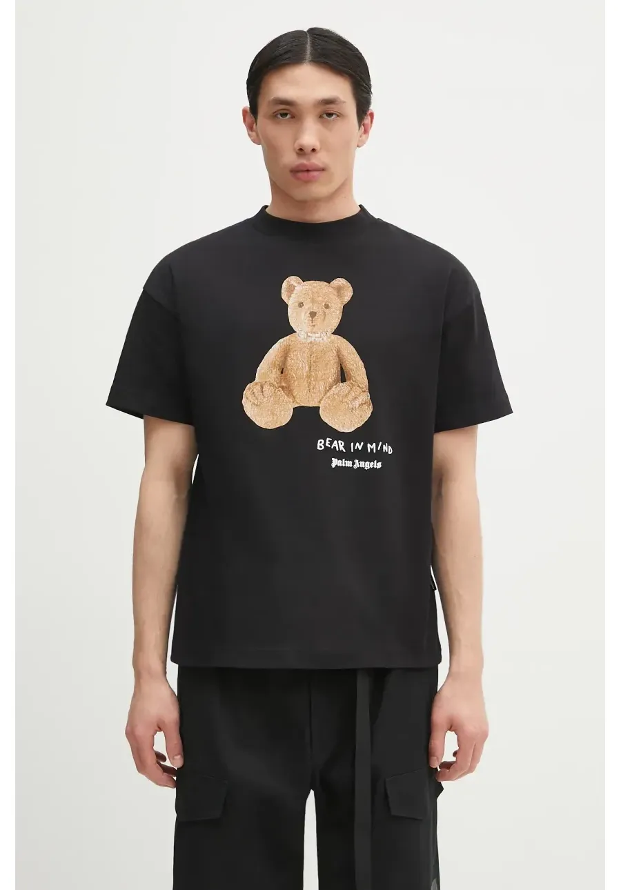 obrazek 1 Palm Angels t-shirt bawełniany Bear In Mind Reg męski kolor czarny z nadrukiem PMAA001S25JER0051060