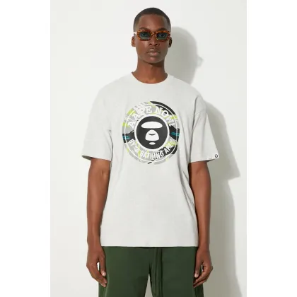Zdjęcie AAPE t-shirt bawełniany Basic Tee męski kolor szary z nadrukiem AAPTEM1444XAM
