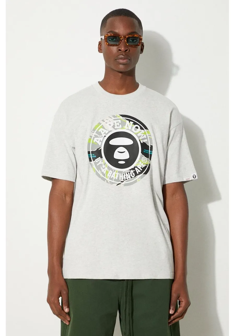 obrazek 1 AAPE t-shirt bawełniany Basic Tee męski kolor szary z nadrukiem AAPTEM1444XAM
