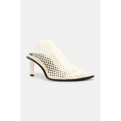 Zdjęcie Kenzo klapki Mule damskie kolor beżowy na szpilce FF52MU140L64.02