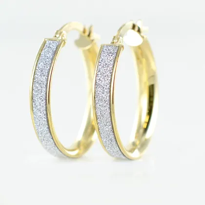 Zdjęcie Kolczyki damskie koła z żółtego złota i brokatu