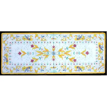 Zdjęcie Prostokątny blat do ogrodu wykonany z lawy i ceramiki zdobiony oryginalnym motywem – Ceramiche Valchida