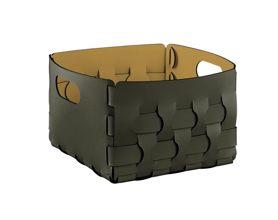 obrazek 1 Skórzany kosz Dubai 25x25xH20 cm w kolorze ciemnej oliwki