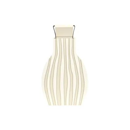 Zdjęcie Skórzany wazon Otto 9x24xH44 cm w kolorze waniliowym i białym w pasy