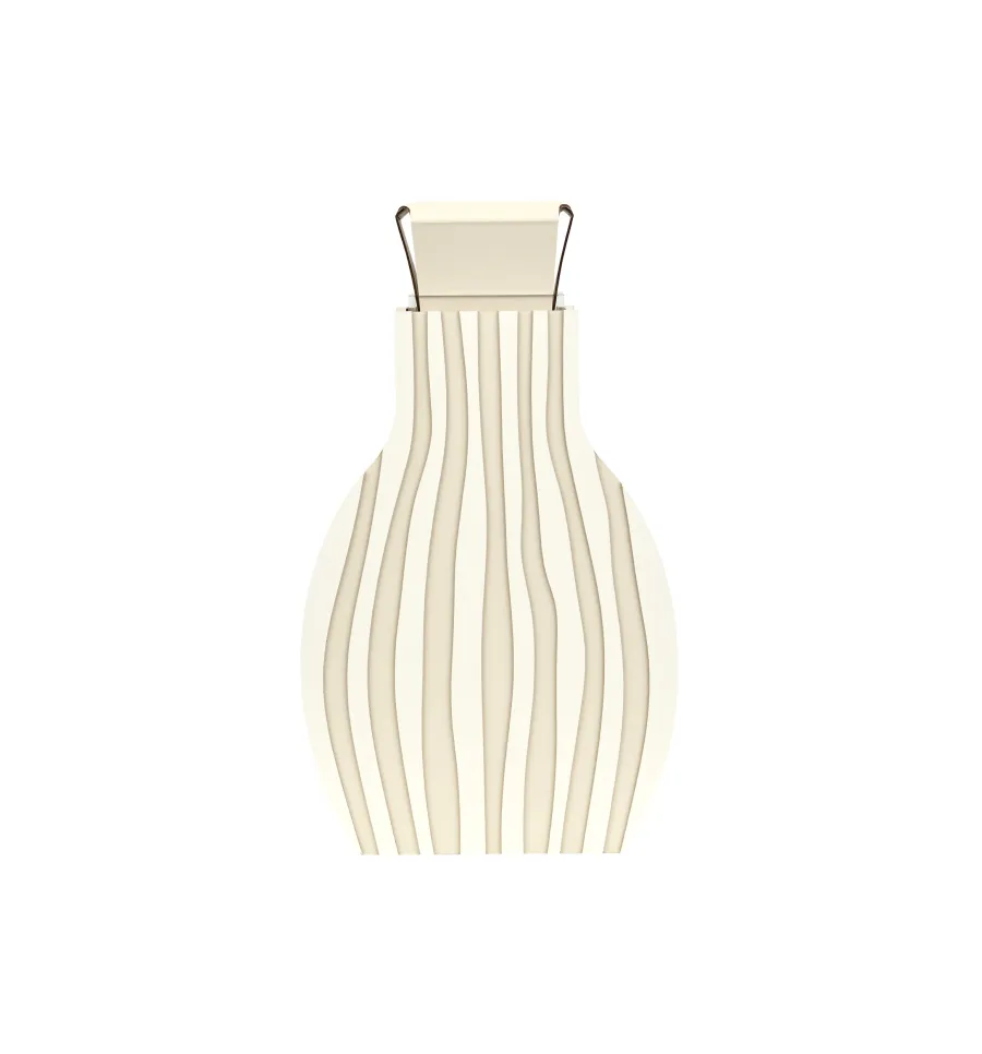 obrazek 1 Skórzany wazon Otto 9x24xH44 cm w kolorze waniliowym i białym w pasy