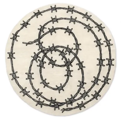 Zdjęcie Okrągły dywan z mieszanki wełny i jedwabiu - BARBED WIRE