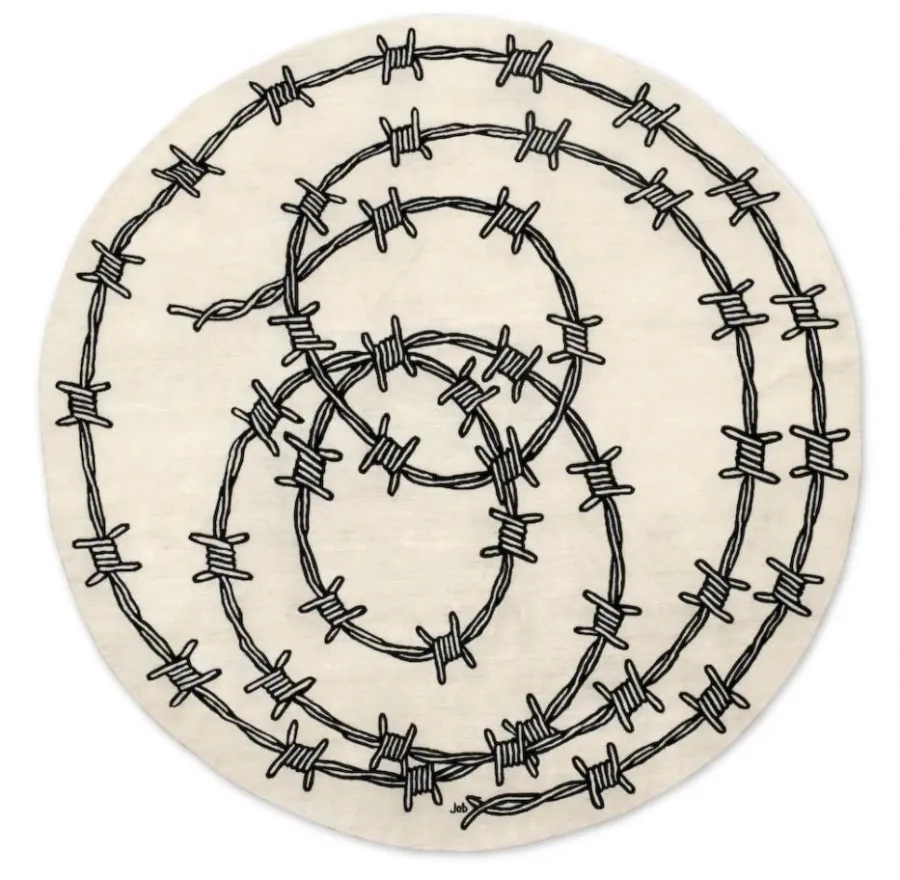 obrazek 1 Okrągły dywan z mieszanki wełny i jedwabiu - BARBED WIRE